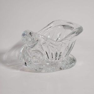 Santa Sleigh Votive Candle Holder Glass Crystal Christmas Figurine Sled Dish